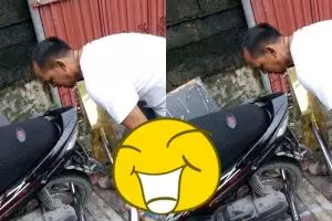 Takut motornya hilang, pria ini pasang gembok 'raksasa'