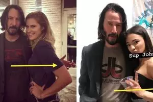  6 Momen Keanu Reeves tak sentuh fans wanita saat berfoto bersama