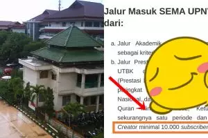 Viral syarat masuk kuliah kampus di Jakarta modal 10 ribu subscriber