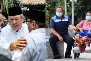 Momen SBY termenung menatap pusara Ani Yudhoyono, bikin terenyuh