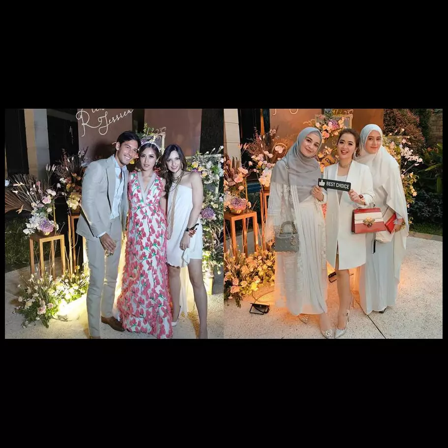 Gaya 9 seleb di pertunangan Jessica dan Richard Kyle, serba putih