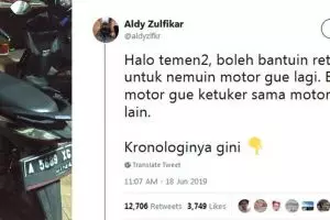 Viral pria motornya tertukar dan baru sadar saat tiba di rumah