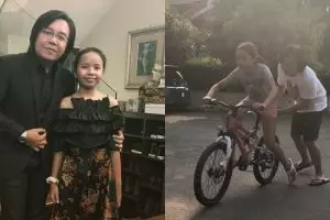Ajari putrinya naik sepeda, aksi Ari Lasso malah bikin gagal fokus
