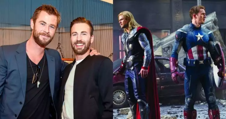 8 Momen kedekatan Chris Evans dan Chris Hemsworth, bromance Marvel