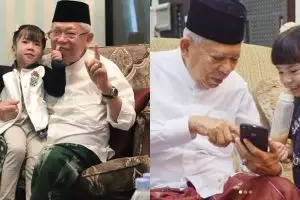 10 Momen Ma'ruf Amin momong cucunya yang cantik