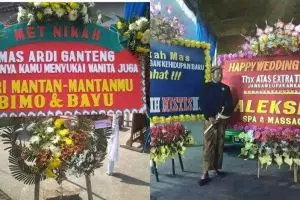 10 Ucapan karangan bunga di pernikahan ini kocak abis