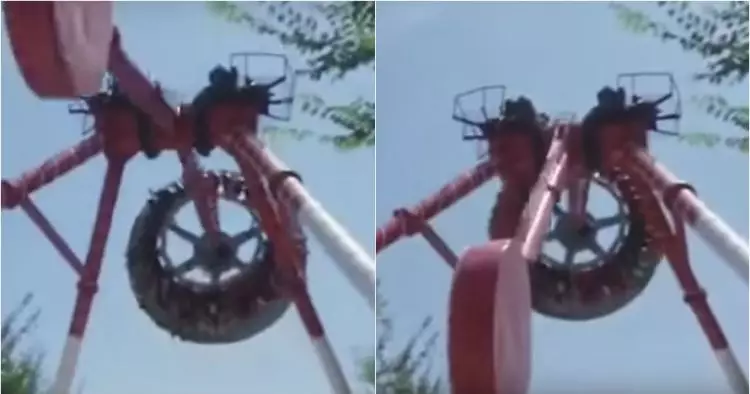 Detik-detik wahana permainan patah di udara, mengerikan