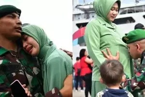 8 Potret haru prajurit TNI tinggalkan keluarga demi tugas negara