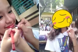 Modal stabilo & pulpen, hasil riasan wajah gadis ini bikin melongo