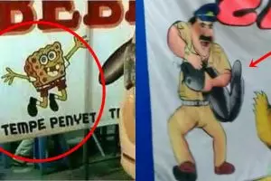 8 Spanduk warung pecel lele ini absurd abis, bikin tepuk jidat