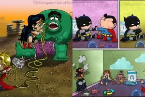 10 Ilustrasi kelakuan tokoh superhero saat masih kecil, kocak
