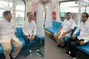 Potret Jokowi dan Prabowo bertemu di MRT, banyak yang bersyukur