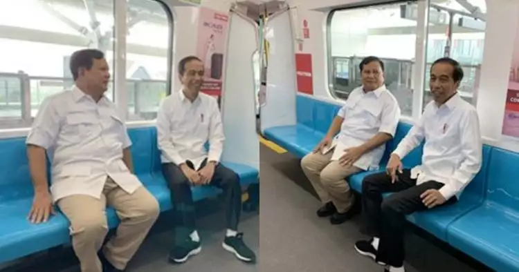 Potret Jokowi dan Prabowo bertemu di MRT, banyak yang bersyukur
