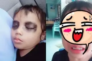 Ibu dandani anaknya mirip hantu, reaksi sang bocah kocak abis