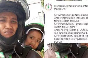 Curhat driver ojek online antar anak hari pertama sekolah ini lucu