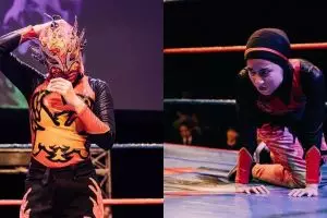 7 Pesona Nor Diana, pegulat 'smackdown' berhijab di luar ring