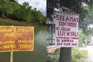 10 Papan peringatan di tempat berbahaya ini endingnya kocak