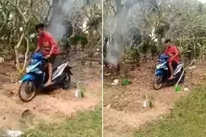 Viral remaja jadikan kuburan sebagai arena 'motocross', duh