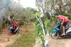 Viral video lindas makam pakai motor, ini permintaan maaf pelaku