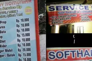 8 Tulisan bahasa Inggris di spanduk tukang servis ini bikin ngakak