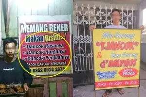 10 Slogan warung makan ini bikin pembeli auto tepuk jidat