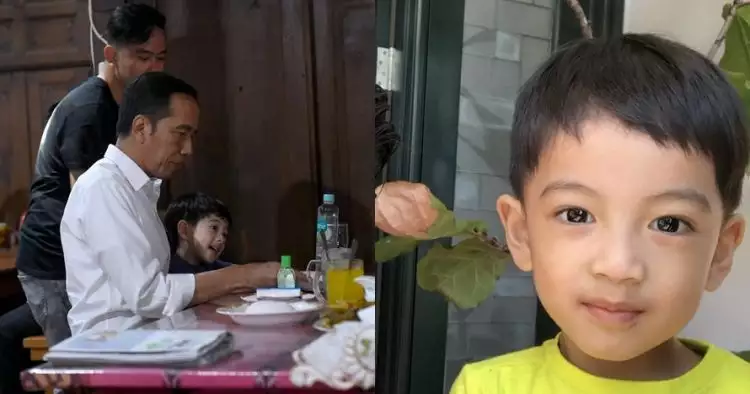 Jokowi makan ayam goreng bareng cucu, aksi Jan Ethes jadi sorotan