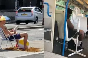 10 Kelakuan konyol orang kepanasan, sampai buka baju