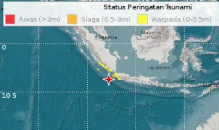 Ini daftar daerah berpotensi tsunami gempa Banten