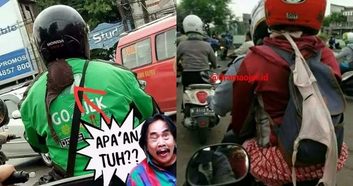 7 Momen absurd benda nyangkut di pengendara motor ini kocak abis