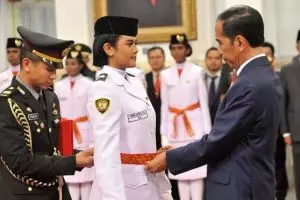 7 Momen pelantikan Paskibraka Nasional 2019 oleh Presiden Jokowi