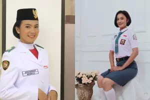 8 Potret Aisyah Rahmawati, pembawa baki di upacara penurunan HUT ke-74