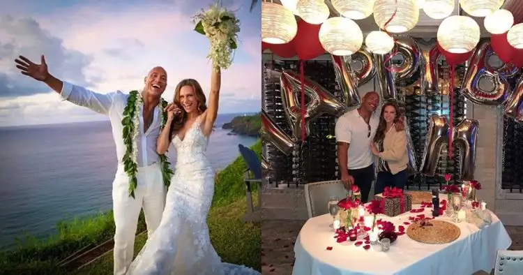9 Momen mesra The Rock & Lauren Hashian, nikah usai 12 tahun pacaran
