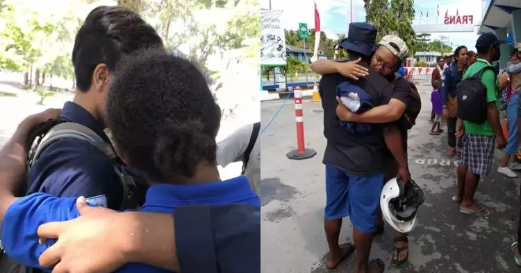 Viral momen haru mahasiswa pulang KKN dari Papua, bikin nangis