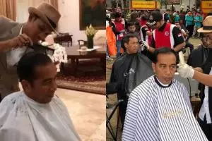 Momen 3 Presiden Indonesia saat cukur rambut, curi perhatian