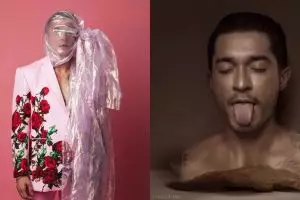 8 Gaya pemotretan nyentrik Miller Khan, wajah joker hingga plastik