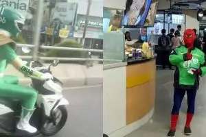 10 Potret lucu driver ojek online jadi superhero, bikin ngakak