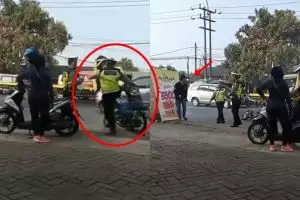 Viral polisi tendang pemotor, ini fakta dan kronologinya