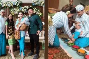 10 Momen tedak siten dan ultah pertama anak Vicky Shu, meriah 