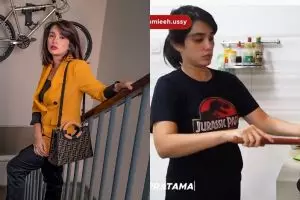 9 Gaya Ussy Sulistiawaty memasak untuk arisan, natural khas emak-emak