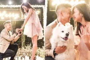 7 Momen lamaran pesepak bola Kim Kurniawan dan pacar, romantis