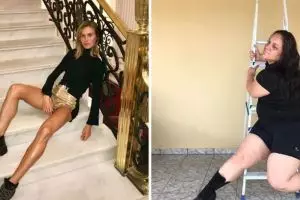 11 Potret cewek tambun saat tirukan pose model ini bikin ngakak