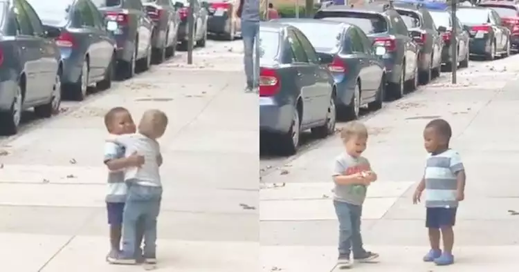 Video dua bocah laki-laki berpelukan di jalanan ini bikin haru
