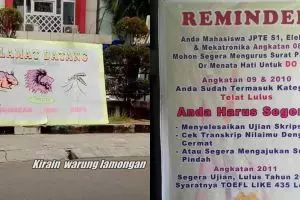 10 Spanduk di kampus ini nggak biasa, bikin cekikikan