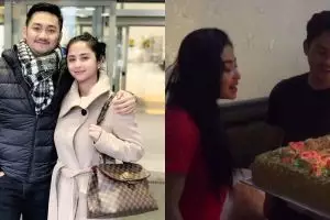 Momen ultah pernikahan Dewi Perssik & Angga, kuenya curi perhatian