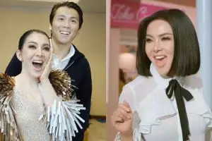 Pakai serbet tutup rambut saat makan steak, gaya Syahrini jadi sorotan