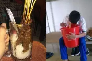 10 Cara kepepet makan dan minum ini bikin geleng kepala