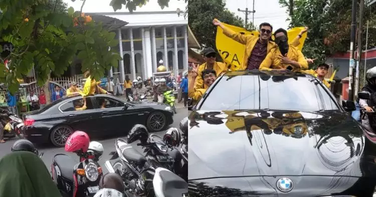 Viral mahasiswa Purwokerto demo naik BMW, sambil buka sunroof