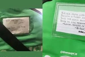 8 Gombalan lucu di jaket driver ojek online ini bikin tersipu malu