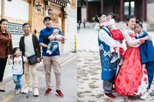 11 Potret keluarga Ruben Onsu di Korea, liburan pertama Betrand Peto