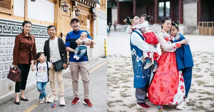 11 Potret keluarga Ruben Onsu di Korea, liburan pertama Betrand Peto